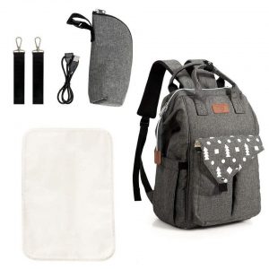 COSTWAY Wickelrucksack »Baby Wickelrucksack«, mit USB-Ladeanschluss & Wickelunterlage, inkl. 2 Kinderwagengurten