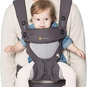 Ergobaby Babytrage 360 Cool Air Mesh Carbon Grey, Ergonomische 4in1 Babytragetasche Baby-Tragesystem Kindertrage bis 20 kg