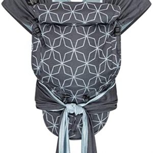 Hoppediz Hop-tye Buckle - Babytrage I Halfbuckle I Mei Tai I Bauchtrage & Rückentrage I Design Malmö aqua, Einheitsgröße für Hüftumfang bis 160cm