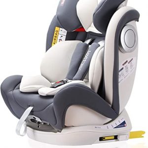 LETTAS Baby Kindersitz Autokindersitz Gruppe 0+1/2/3 (0-36 kg/0-12 Year) mit Protektoren seitliche Isofix Top Tether ECE R44/04 (Grau-2)