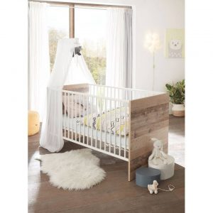 Lomadox Babybett »ROANNE-78«, mit Schlupfsprossen in Eiche Old Style hell / weiß, B/H/T: ca. 76/82/145 cm