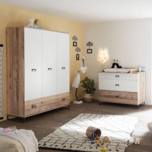 Lomadox Babyzimmer-Komplettset »ROANNE-78«, (2-tlg), Babyzimmer Kombi 2-tlg. in Eiche Old Style hell / weiß