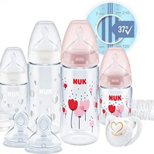 NUK First Choice+ Perfect Start Babyflaschen Set | Erstausstattung mit 4 Temperature Control Anti-kolic Babyflaschen (2x 150ml & 2x 300ml),…