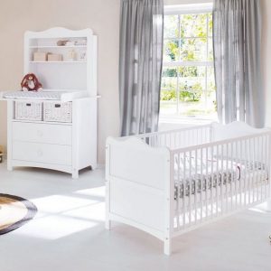 Pinolino® Babyzimmer-Komplettset »Florentina«, (Set, 3-St), breit mit Regalaufsatz; mit Kinderbett, Schrank und Wickelkommode; Made in Europe
