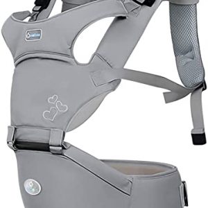 SONARIN Front Premium Hipseat Babytrage, Multifunktional, Ergonomisch, 100% Baumwolle, Schmetterlingsdrehschnalle, 6 Tragende Positionen,Angepasst...