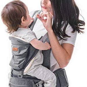 SUNVENO Babytrage Ergonomisch，Baby Carrier mit Abnehmbarer Kapuze, Hüftsitz baby mit Speicheltuch, 3in1 Babybauchtragen für Baby 0-36 Monate,...