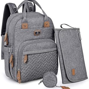 Wickeltasche Rucksack - Dikaslon Großer Wickelrucksack mit Multifunktions-Babytaschen und mobiler Wickelauflage - Schnullerhalter und...