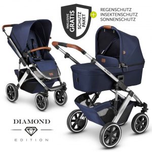 ABC Design Kombi-Kinderwagen »Salsa 4 Air - Diamond Edition - Navy«, (7-tlg), inkl. Babywanne, Sportsitz & XXL Zubehörpaket - Kollektion 2021