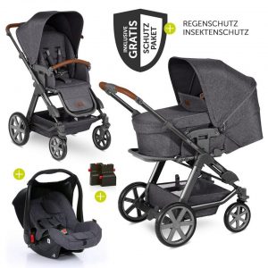 ABC Design Kombi-Kinderwagen »Turbo 4 - Street«, (9-tlg), 3in1 Kinderwagen-Set - inkl. Babyschale Hazel & XXL Zubehörpaket