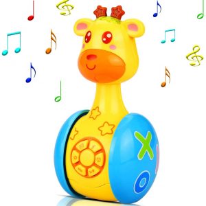 aovowog Baby Spielzeug ab 6 Monate Plus,Musikspielzeug Baby Spielzeug Cartoon Giraffe Tumbler für Kleinkinder Kinder,Stehauf Spielzeug...
