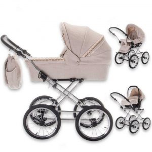 Friedrich Hugo baby's moving art Kombi-Kinderwagen »Friedrich Hugo Natureline Uni, 3 in 1 Kombi Kinde«, 5-Punkte-Sicherheits-Gurt, Einkaufskorb,...