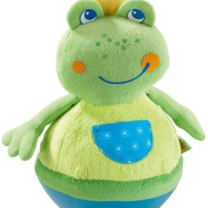 Haba 5859 – Stehauffigur Frosch Baby- und Kleinkindspielzeug, ab 6 Monaten, Motorikspielzeug aus weichem Veloursstoff mit lustigem Wackel- und…