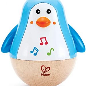 Hape E0331 - Stehauf-Pinguin, Stehaufmännchen mit Klang, blau, ab 6 Monaten