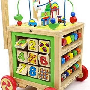 Lauflernwagen Holz Baby Lauflernhilfe-Laufwagen Gehhilfe Laufhilfe für Baby Spielzeug ab 12 Monate,Baby Walker Safety 1st Babyspielzeug ab 1...