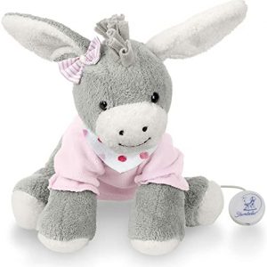 Sterntaler 6011838 Mädchen Spieluhr, Stofftier Esel Emmi Girl, Austauschbares Spielwerk, Größe: M, Grau/Rosa
