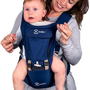 AT Allure-T Babybauchtrage, ergonomische Babytrage Rückentrage, Tragesystem für Säugling und Kleinkind, Baby Carrier mit Hüftsitz, 7...