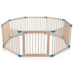 Baby Vivo XXL Laufgitter Laufstall Baby Absperrgitter Krabbelgitter Schutzgitter für Kinder aus Holz mit Tür – individuell verstellbar – 8 Elemente…