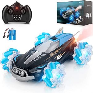 BAZOVE Ferngesteuertes Auto, Hochgeschwindigkeits RC Rennwagen 2,4GHz, 360° drehbar mit Musik Sprühlichtern, Hobby RC Auto Spielzeug mit 2…