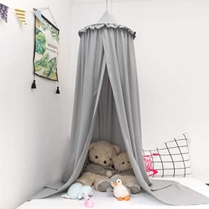 Betthimmel Baby Bett Baldachin Moskiton für Schlafzimmer Moskitonetz Insektenschutz Kinder Prinzessin Spielzelte grau