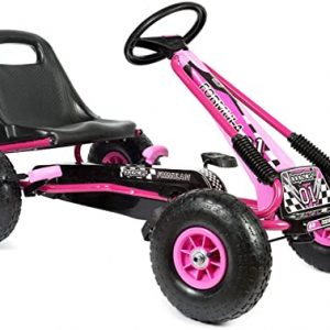 Bopster - Go-Kart mit Pedalen und aufblasbaren Reifen Go-Kart-Fahren Kinder Jungen Outdoor - Rosa
