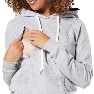 HAPPY MAMA. Damen Umstandsmode Still-Kapuzenpullover Kängurutasche Langarm. 324p