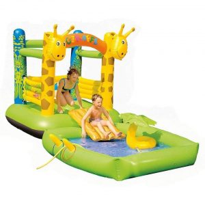 Happy People Planschbecken »2in1 Hüpfburg und Pool Giraffe«, (1-tlg), Aufblasbare Palme mit Sprühfunktion, Kinderbadespaß, Planschbecken, Größe:...