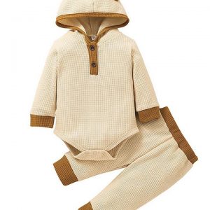 Lapastyle Shirt & Hose »Zweiteiliger Anzug Einfarbig Unisex-Baby mit kontrastierendem Kapuzen Strampler und Hose«