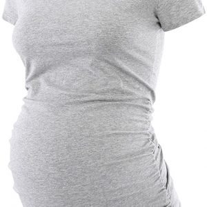 Liu & Qu Damen Mutterschaft Klassische Seite gerafft T-Shirt Tops Mama Schwangerschaft Kleidung