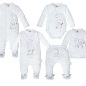 Makoma Erstausstattungspaket »Baby Langarm Strampler Set Schlafanzug Wickelbody Body Wickeljacke Langarmshirt Hose mit Fuß für Neugeborene Organic…