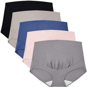 Mama Cotton Damen Hohe Taille Umstandsmode Unterwäsche Over The Bump Umstandsmode Panties 4er Pack (S-4XL)