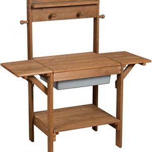 roba Matschküche Midi, Kinder-Outdoor-Gartenküche aus wetterfestem Massivholz, Spielküche inkl. Spielwanne aus Kunststoff mit Deckel, Buddel- &...