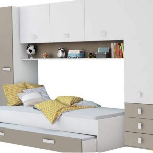 Schrankbett Lou inkl Bettkasten weiß/braun B 304 Jugendzimmer Kinderzimmer Gäste Studentenzimmer Jugendbett Wandbett