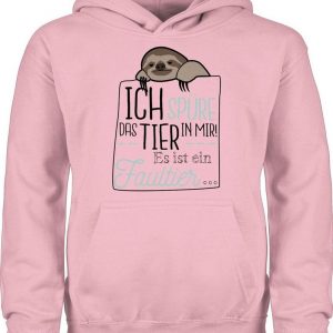 Shirtracer Hoodie »Ich spüre das Tier in mir es ist ein Faultier - schwarz - Statement Sprüche Kinder - Kinder Premium Kapuzenpullover« Spruch...