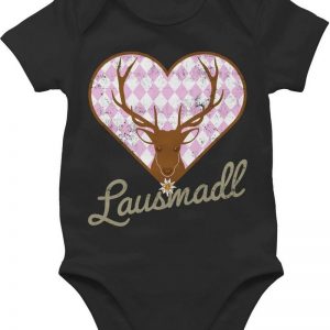 Shirtracer Shirtbody »Lausmadl Hirsch Vintage - Mode für Oktoberfest Baby Outfit - Baby Body Kurzarm« Kleidung Strampler Babykleidung