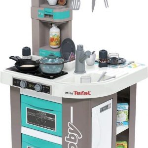 Smoby Tefal Studio Bubble Küche Spielküche für Kinder mit vielen Funktionen, Töpfen, Pfannen, Küchenbesteck, Herd, Ofen für Kinder ab 3 Jahren