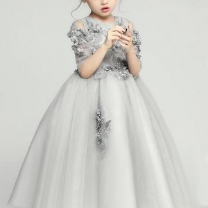 TOPMELON Abendkleid »Halbärmeliges Partykleid aus Tüll mit Blumenstickerei« Bequem zu tragen, Elegant, Tüll