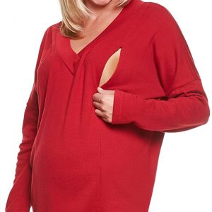 Be Mama – Maternity & Baby wear Umstandspulli, Stillpullover, Umstandsshirt, Stillshirt, Sweatshirt mit Stillfunktion, Modell: BARI