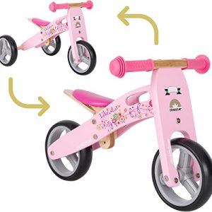 BIKESTAR Mini Kinder Laufrad Holz Lauflernrad mit DREI Rädern für Jungen und Mädchen ab 1 – 1,5 Jahre | 2 in 1 Kinderlaufrad | Risikofrei Testen