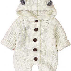 Camidy Neugeborenes Baby Strampler mit Winter wärmer Schneeanzug Gestrickte Onesies Warme Pullover Overall