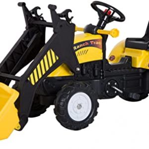 HOMCOM Tretauto Traktor Trettraktor mit Fontlader ab 3 Jahre Spielzeug Kinder Schwarz 114 x 41 x 52cm