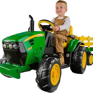 John Deere Ground Force Kinder Elektro Traktor von Peg Perego 12 Volt mit Anhänger