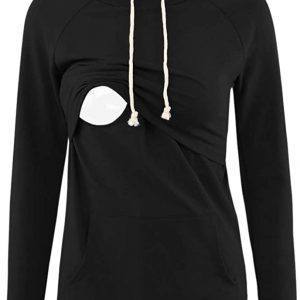 Love2Mi Damen Umstandspullover Stillen Hoodie Langarm Umstandsmode Jacke