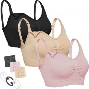 neppein Still BH 3Pcs Nahtloser Schwangerschafts BH Umstands BH Mit Abnehmbaren Untersetzer Und Zusätzlichen BH-Verlängerungen für Damen, Ohne Bügel