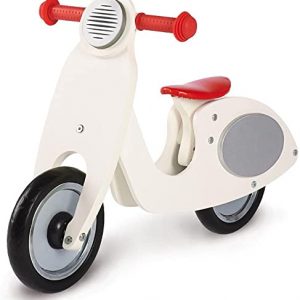 Pinolino 239414 Laufrad Vespa Wanda, Laufrad Holz, unplattbare Bereifung, Sattel 3-fach höhenverstellbar, für Kinder von 3 – 5 Jahren, cremeweiß
