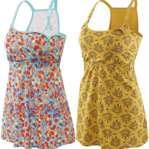 ZUMIY Still-Top, Schwangeres Stillshirt aus Baumwolle- Umstandsmode T-Shirt Damen Still Umstands-Top mit Doppelter Öffnung - Rennfahrer Zurück