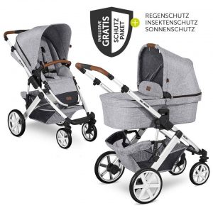 ABC Design Kombi-Kinderwagen »Salsa 4 - Graphite Grey«, (7-tlg), 2in1 Kinderwagen Buggy Set inkl. Babywanne, Sportsitz, Regenschutz & Zubehör
