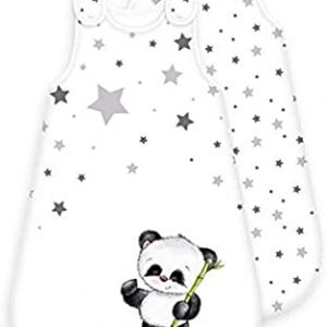 Baby-Schlafsack Motiv Panda – ganzjährig – umlaufender Reißverschluss Druckknopf (Panda, 90 cm)