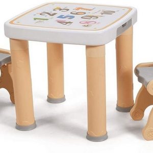 COSTWAY Kindersitzgruppe »Kindertisch & 2 Kinderstühlen«, höhenverstellbarer Kindertisch mit 4 Schubladen