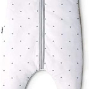Ehrenkind® Baby Sommerschlafsack mit Beinen | Bio-Baumwolle | Sommer Schlafsack Baby Gr. 80 Farbe Weiß mit grauen Sternen