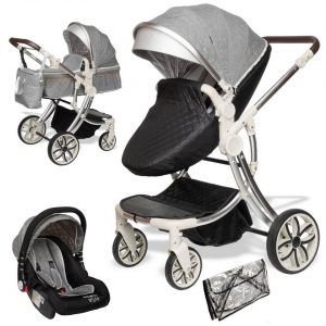 ib style Sport-Kinderwagen »Juma 3 in 1 Kombi-Kinderwagen inkl. Babyschale Schwarz/Grau«, Kinderwagen + Buggy - inkl. Autoschale - inkl....
